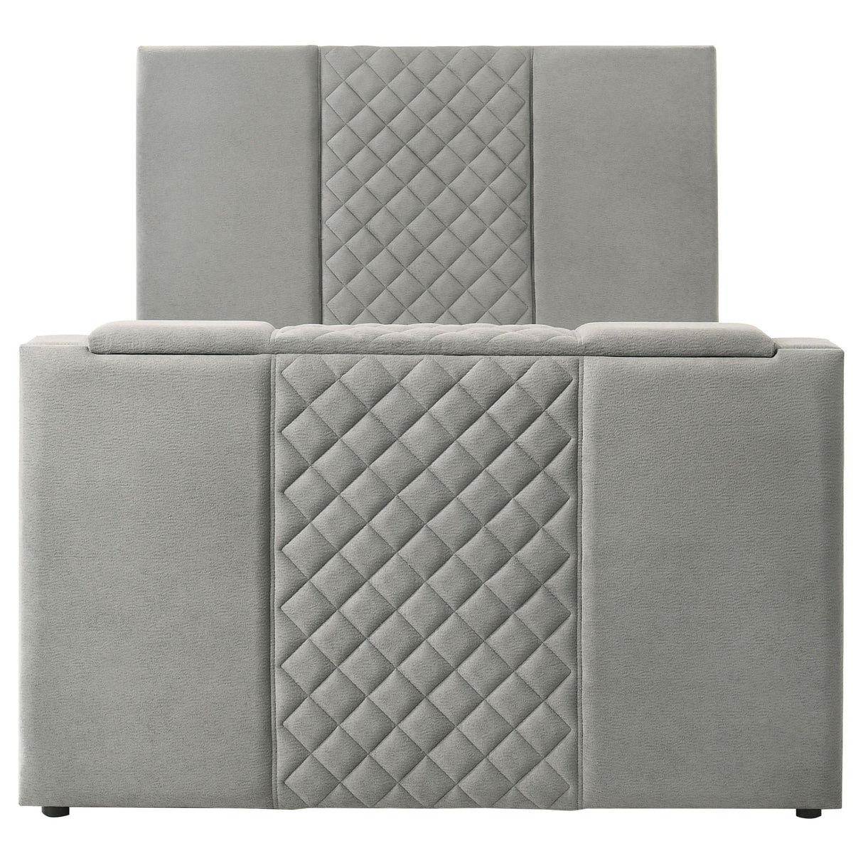 Tara 61-inch Upholstered Queen Panel TV Bed Grey