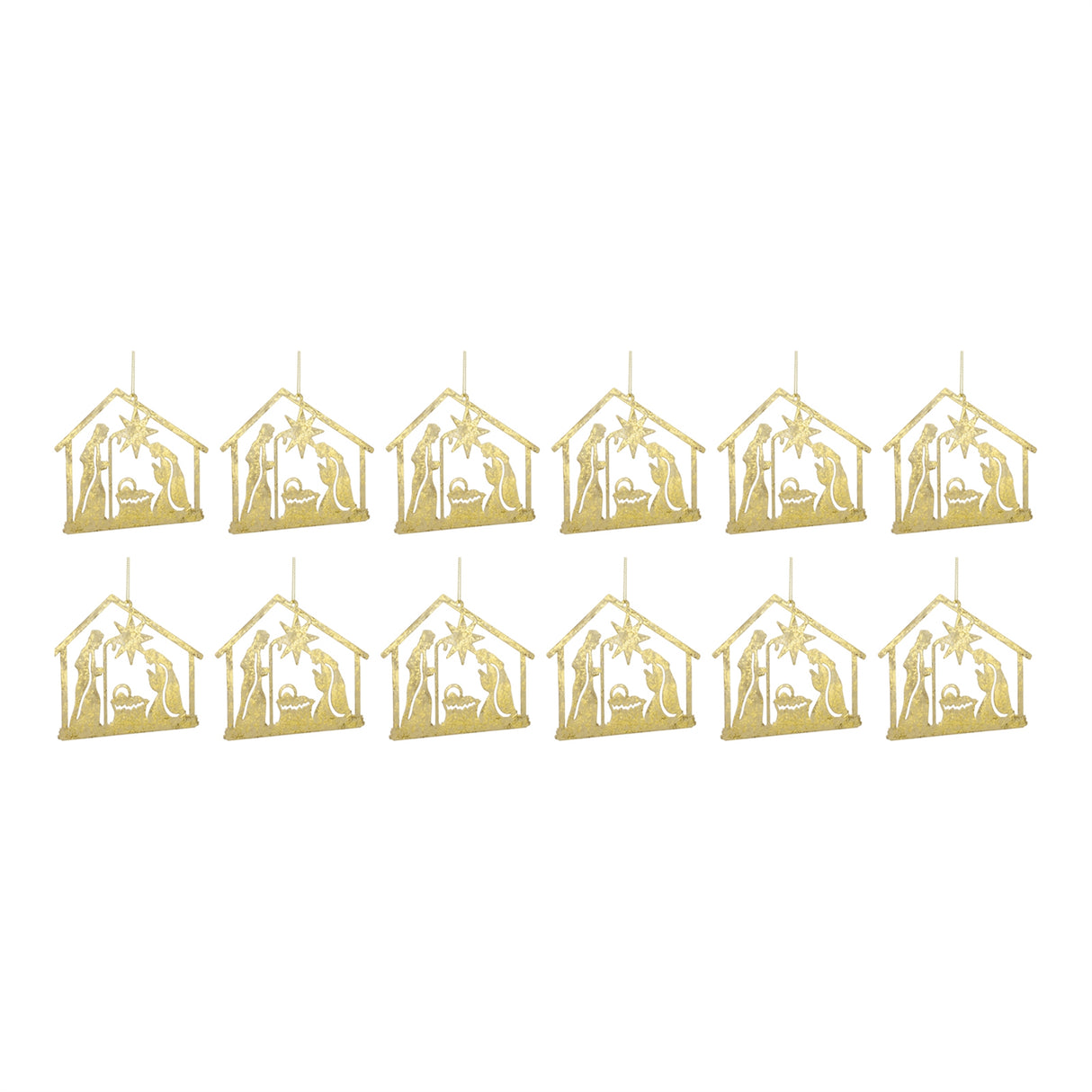Metal Holy Family Cut Out Ornament (Set of 12)