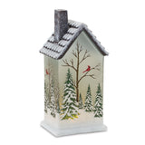 LED-Lighted-House-with-Pine-Trees-(Set-of-2)-Christmas-Decor