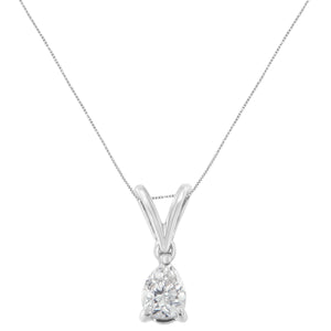 10K White Gold 1/5 cttw Diamond Pear Pendant Necklace (H-I, SI1-SI2)