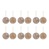 Wood Deer Tree Disc Ornament (Set of 12)
