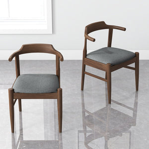 Mid-Century Modern Dining Chair Set of 2 with Solid Wood Frame - Dark Gray or Black