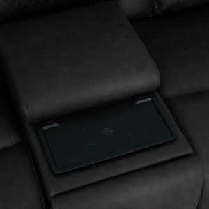 Wendell - Power Motion Loveseat With Console, Wireless Charger, Storage, USB & LED - Dark Gray
