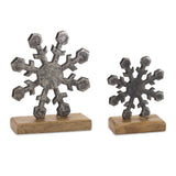 Metal-Snowflake-on-Wood-Base-(Set-of-6)-Christmas-Decor
