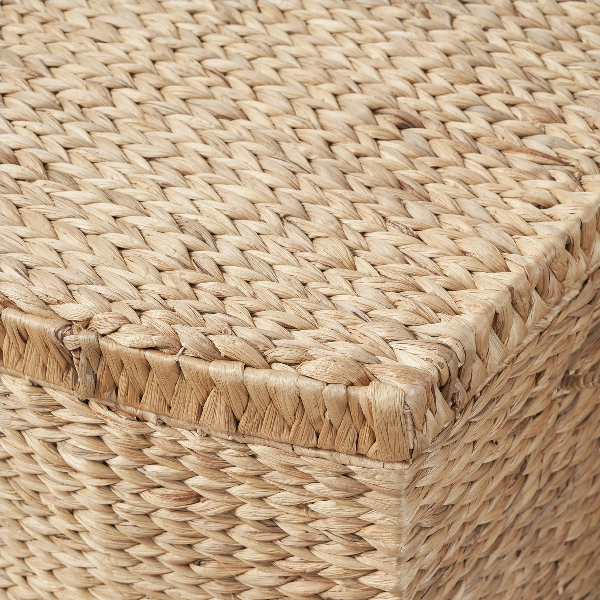 Rectangular Curve Water Hyacinth Woven Wicker Trunk with Handles