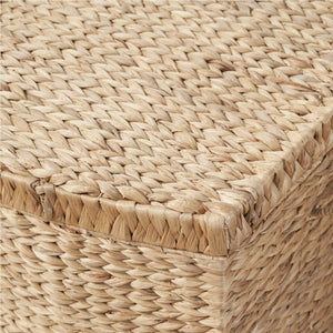 Rectangular Curve Water Hyacinth Woven Wicker Trunk with Handles