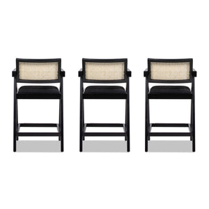 Milan - Modern Webbing Back Stool With Arms (Set of 3)
