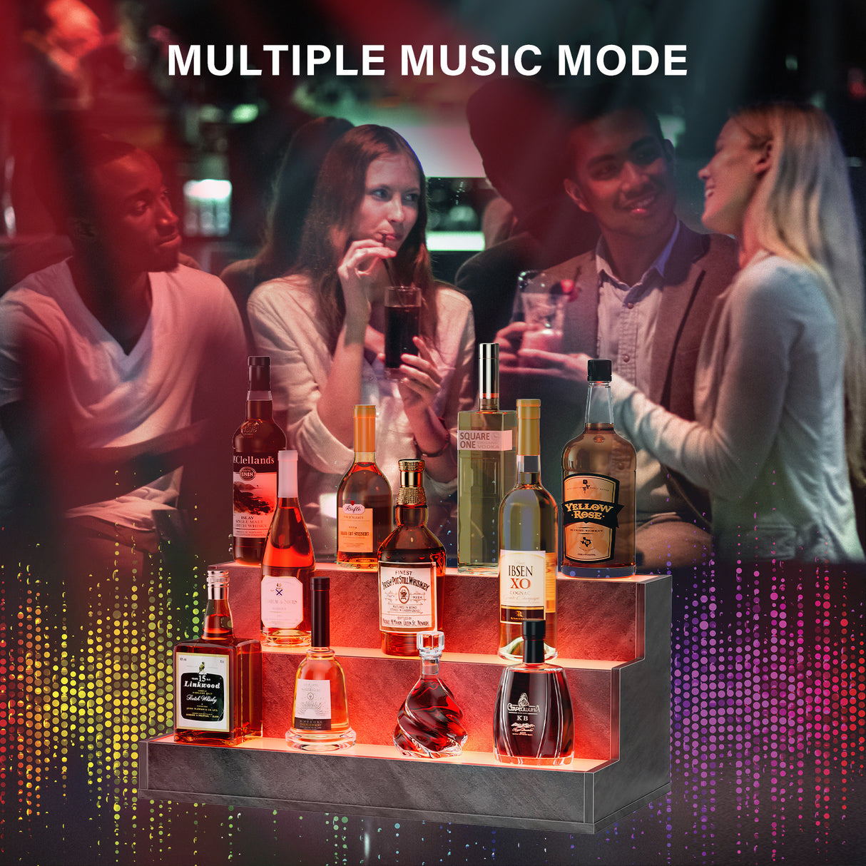 LED Lighted Liquor Bottle Display Shelf, 20 Inch Bar Display Shelf,  Illuminated Bottle Shelf with App & Remote Control