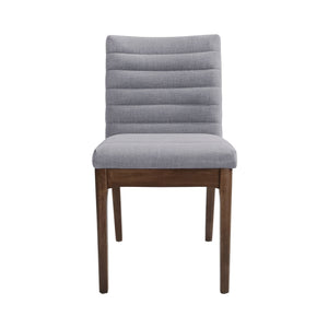 Mid Century Modern Dining Chair Set of 2 with Channel Stitching - Dark Gray
