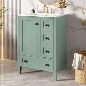 Bathroom Vanity With Integrated Basin, Soft Close Drawers, Door Mounted Double Layer Shelf