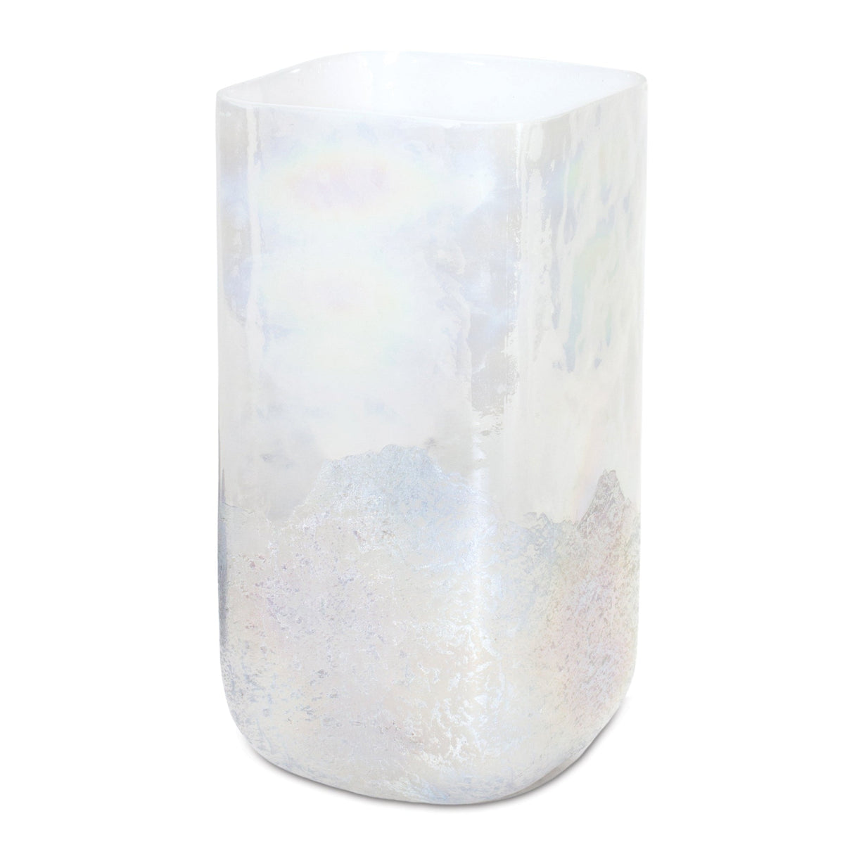 Irredescent glass candle holder 9"h
