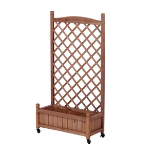 Raised Garden Bed With Trellis 2 Pack, Outdoor Planter Box & Plant Stand With Climbing Racks - Brown