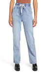 Topshop Women's High Waist Straight Leg Drawstring Jeans