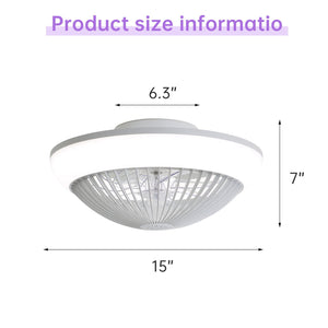 RGB Dimmable LED Enclosed Ceiling Fan with Remote Control - White