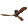 Low Profile Ceiling Fan with 3 Blades and Remote Control - Light or Dark Brown