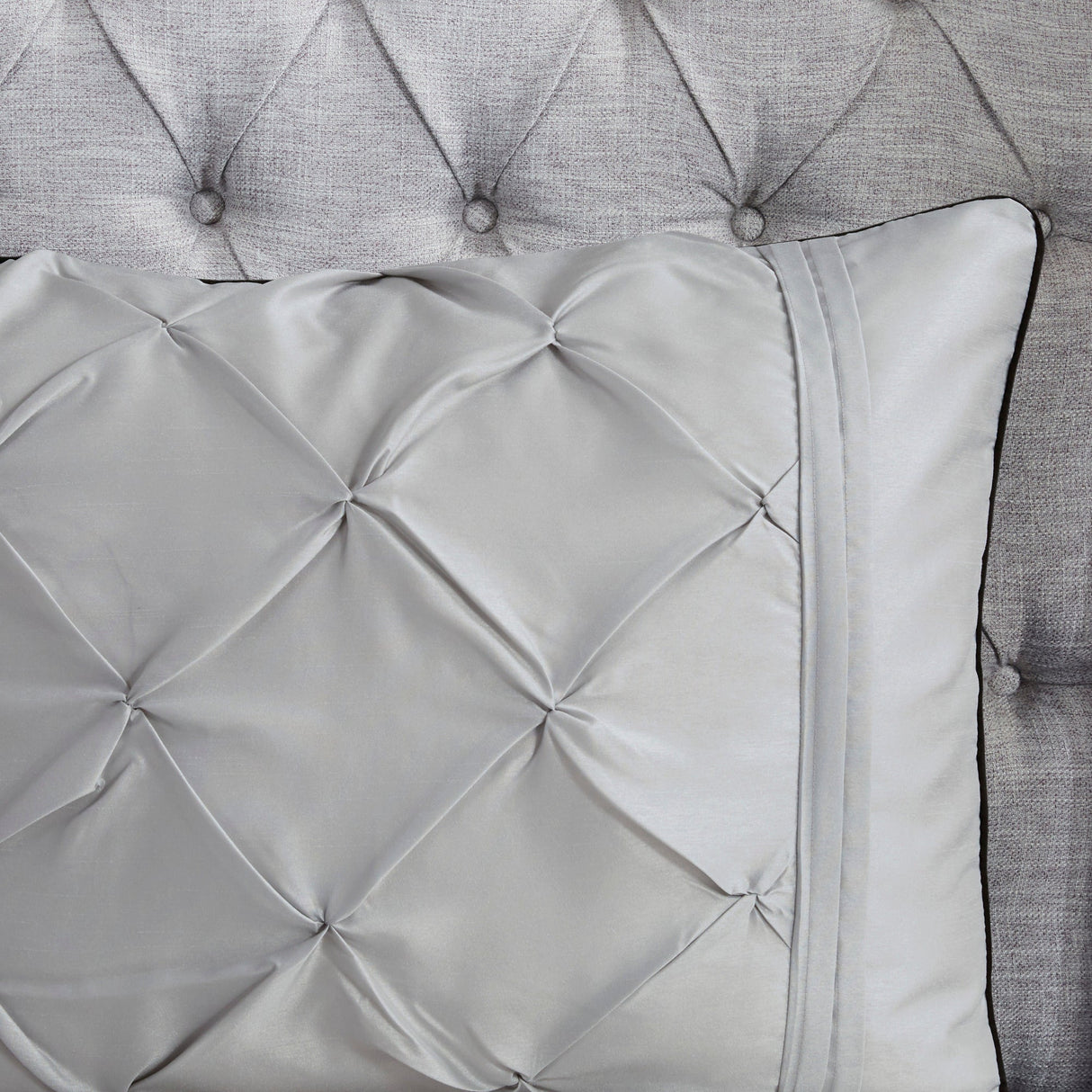 7-Piece King 100% Polyester Pieced Pleated Tufted Comforter Set