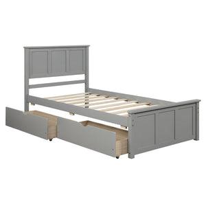 Platform Storage Bed With 2 Wheel Base Drawers