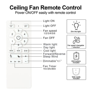 YUHAO 52-Inch Integrated LED Ceiling Fan with Remote Control