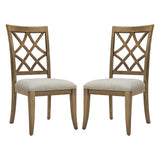 Wooden Lattice-Back Dining Chairs, Set of 2