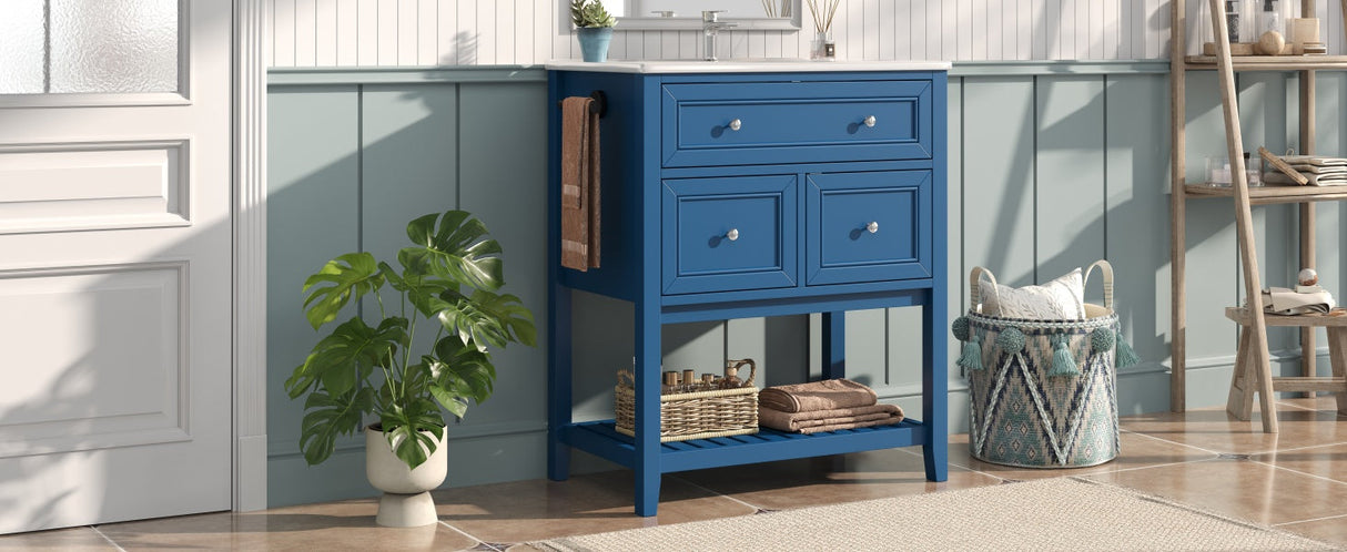 30" Navy Blue Bathroom Vanity
