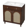 Modern Bathroom Vanity with Ceramic Sink and Adjustable Shelf - Dark Brown or White