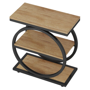 Industrial Narrow End Table With 3 Shelves