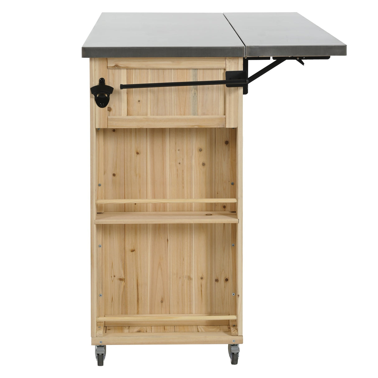 Outdoor Kitchen Island Fir Wood Kitchen Island with Stainless Steel Top