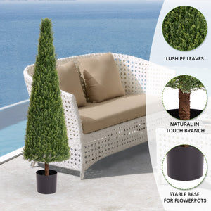 5FT Conical Topiary Cedar Trees Artificial Outdoor Lifelike Faux Evergreen