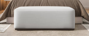 Simple and Elegant Footstool Bench with Soft Fabric Upholstery - Bedroom & Living Room