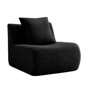 Armless Sofa With Pillow Teddy Fabric - Black