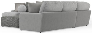 Canyon - 4 Piece Sectional With Cuddler Seat Cushions, Included Accent Pillows And Cocktail Ottoman (Left Side Facing Chaise) - Platinum
