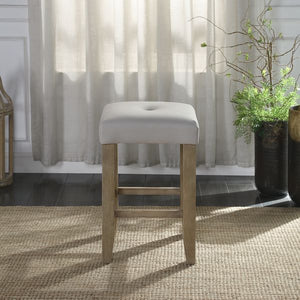 Charnell - Counter Height Stool (Set of 2) - Gray Synthetic Leather & Oak