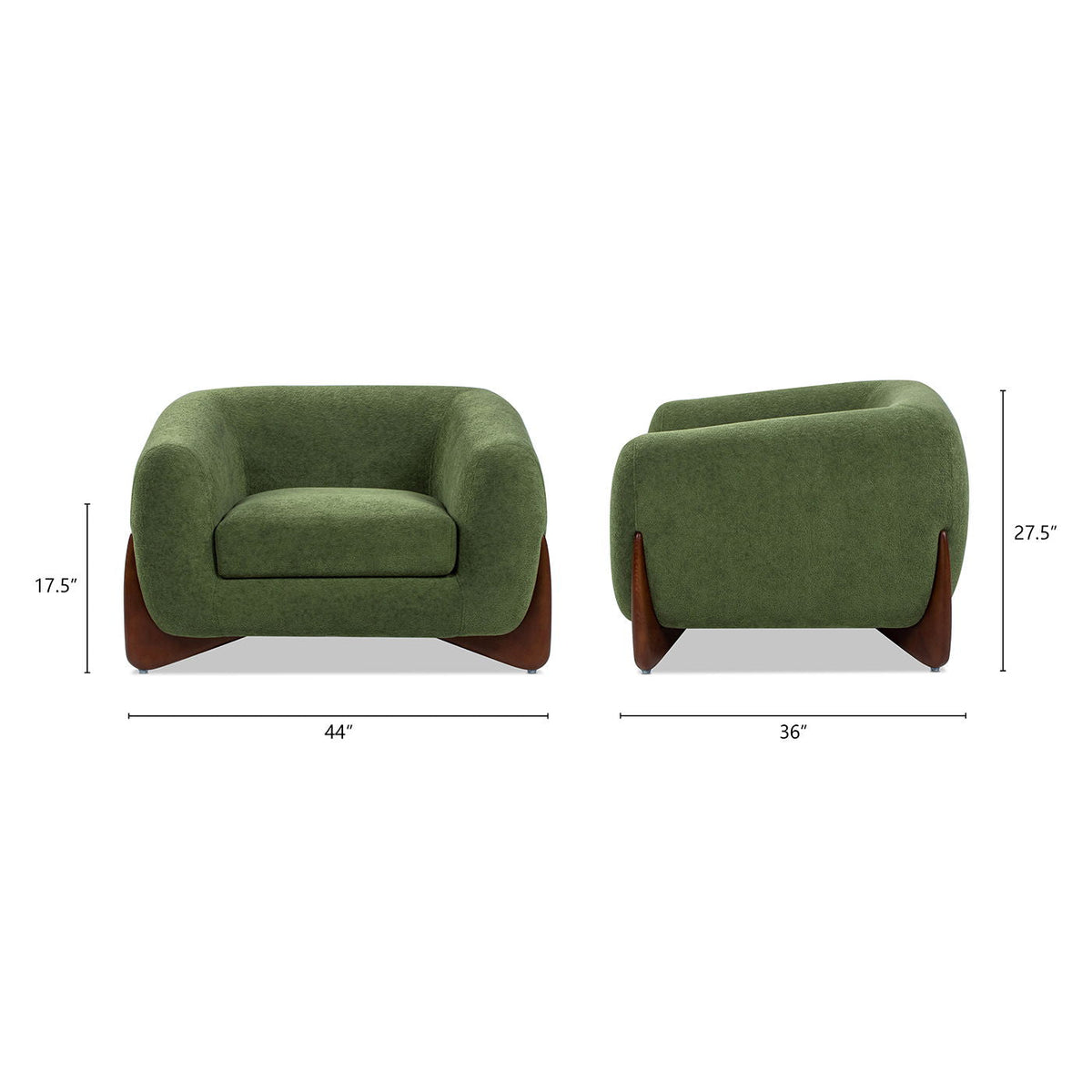 Sherpa Arm Chair with Removable Cushion - Black, White, Dark Green