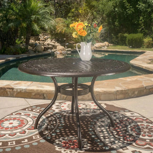 Tranquilius Outdoor Round Dining Table with Lattice Tabletop
