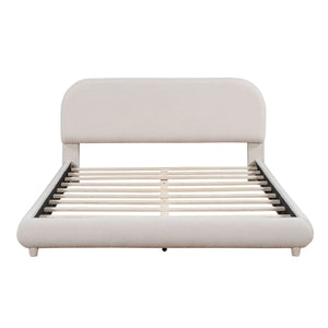 Upholstered Platform Bed With Thick Solid Frame And Stylish Curve-Shaped Design