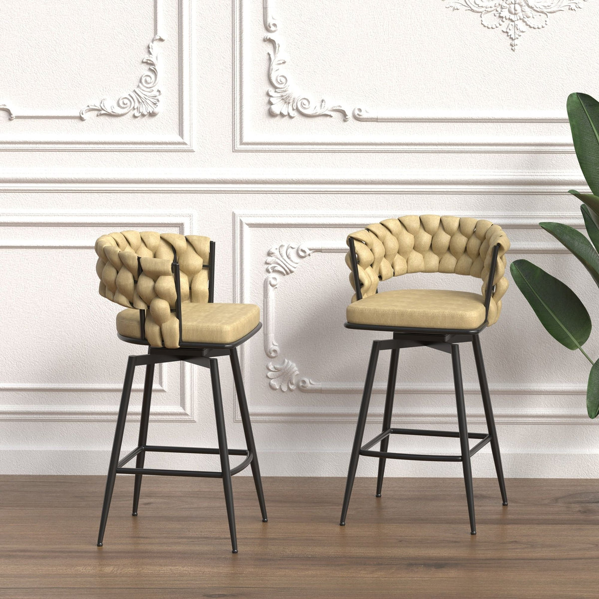 Bar Stool 360 Swivel With Back Footrest