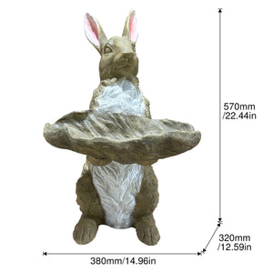 Magnesium Oxide Bunny Statue Holding Decor