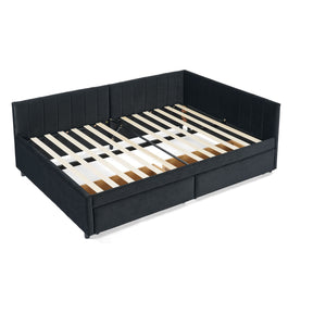 Upholstered Tufted Daybed Frame With Storage Drawers