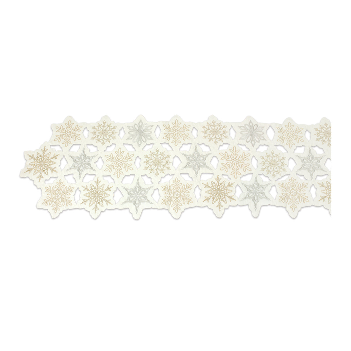 Embroidered Snowflake Table Runner 68"L