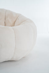 Adult Bean Bag ChairFloral-Shaped Bean Bag SofaUltra-Soft Faux Fur SofaLarge Reading Chair for Living Room or BedroomBeigeSingle-Seater