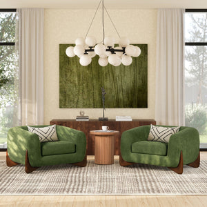 Sherpa Arm Chair with Removable Cushion - Black, White, Dark Green