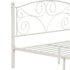 Queen Size Unique Flower Sturdy System Metal Bed Frame with Headboard and Footboard
