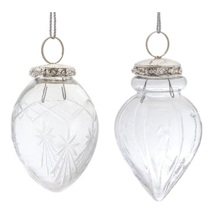 Etched Glass Teardrop Ornament (Set of 6)