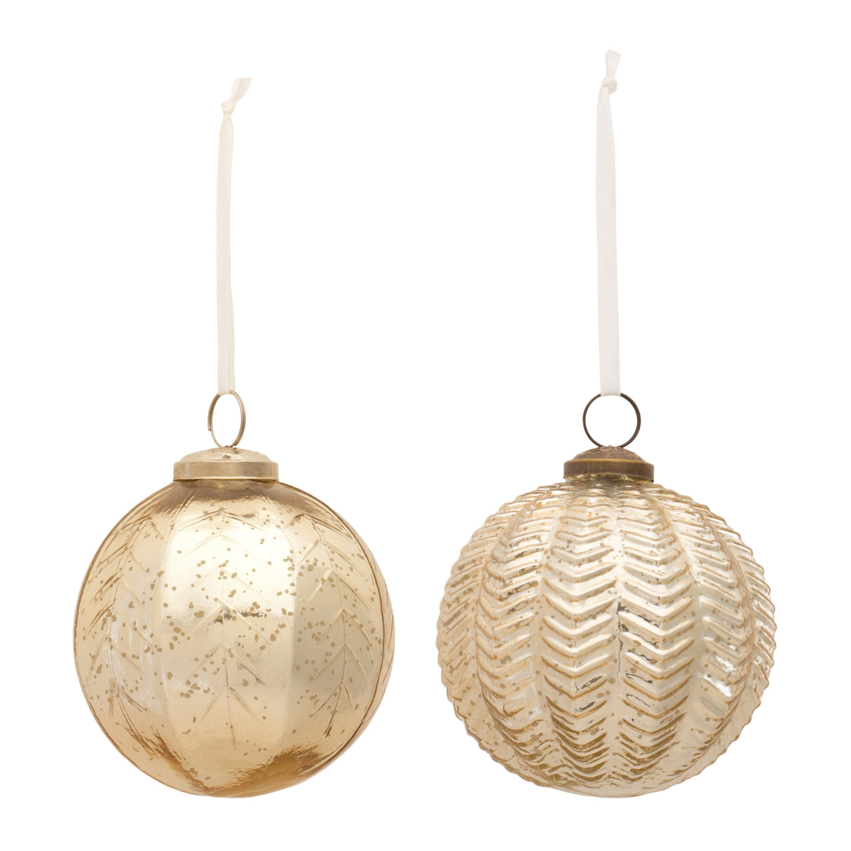 Ribbed Mercury Glass Ball Ornament (Set of 6)