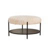 Modern Upholstered Round Ottoman Coffee Table With Storage Shelf