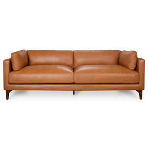 Bellrose Mid-Century Modern Genuine Leather Sofa