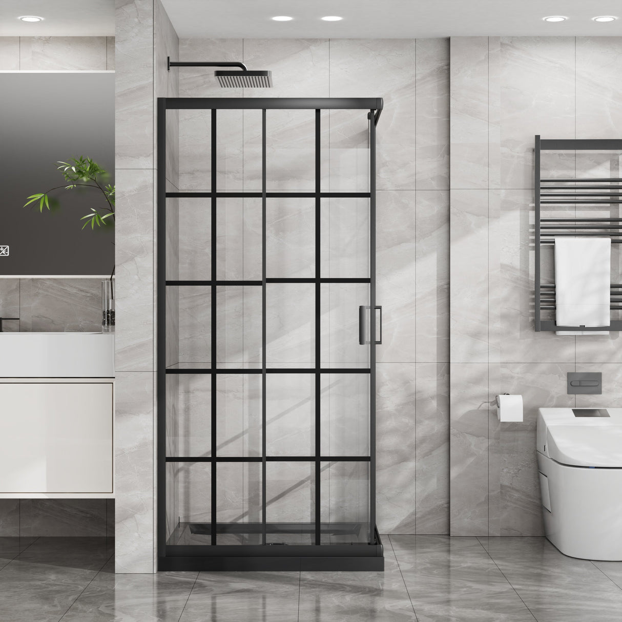 Goodyo Corner Shower Enclosure with Double Sliding Doors
