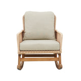 Contemporary Minimalist Beige Wicker Rocking Chair