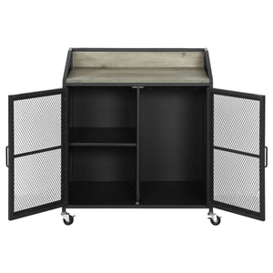 Arlette - 2 Door Mobile Home Bar Wine Cabinet With Smooth Rolling Casters - Black