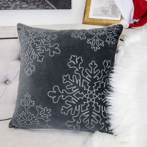 Gray Velvet Holiday Throw Pillow 20x20